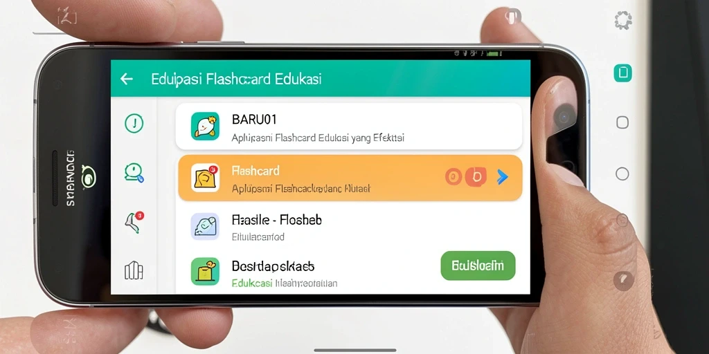 Tampilan antarmuka aplikasi Flashcard BARU01 yang menarik dan interaktif.