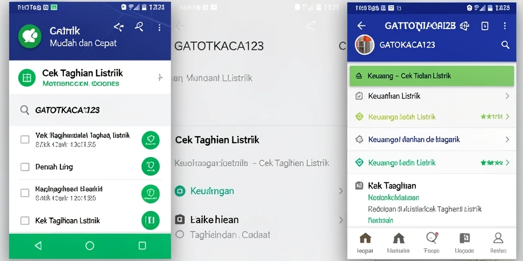 Antarmuka GATOTKACA123 menampilkan informasi cek tagihan listrik dengan jelas.