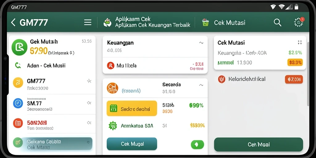 Tampilan antarmuka aplikasi GM777 yang user-friendly untuk Cek Mutasi.
