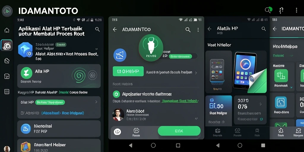 Tampilan antarmuka aplikasi IDAMANTOTO sebagai alat bantu proses rooting.