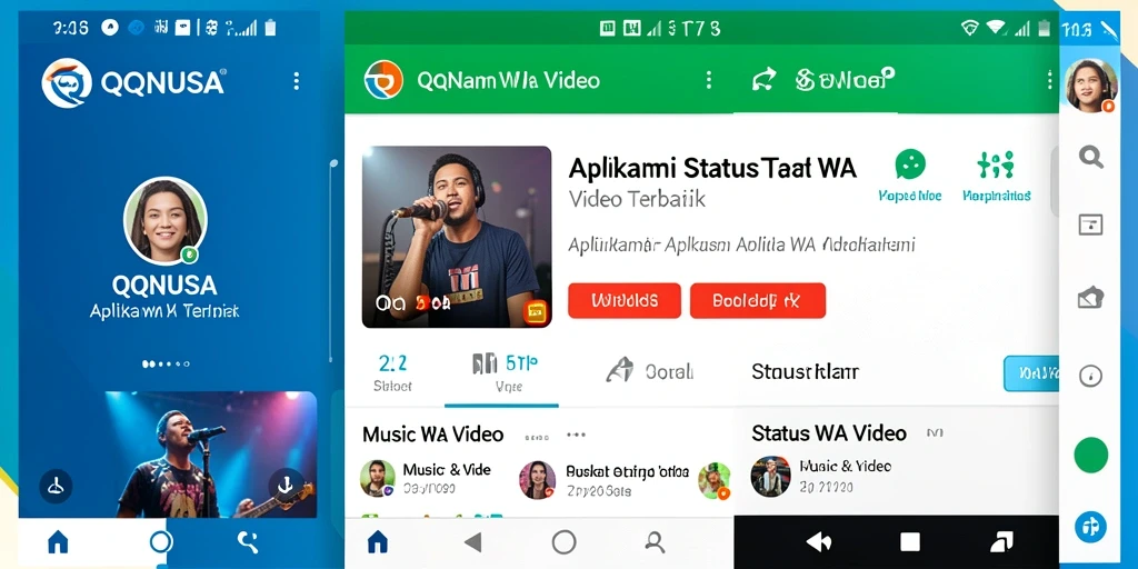 Tampilan antarmuka utama aplikasi QQNUSA dengan berbagai pilihan status video.