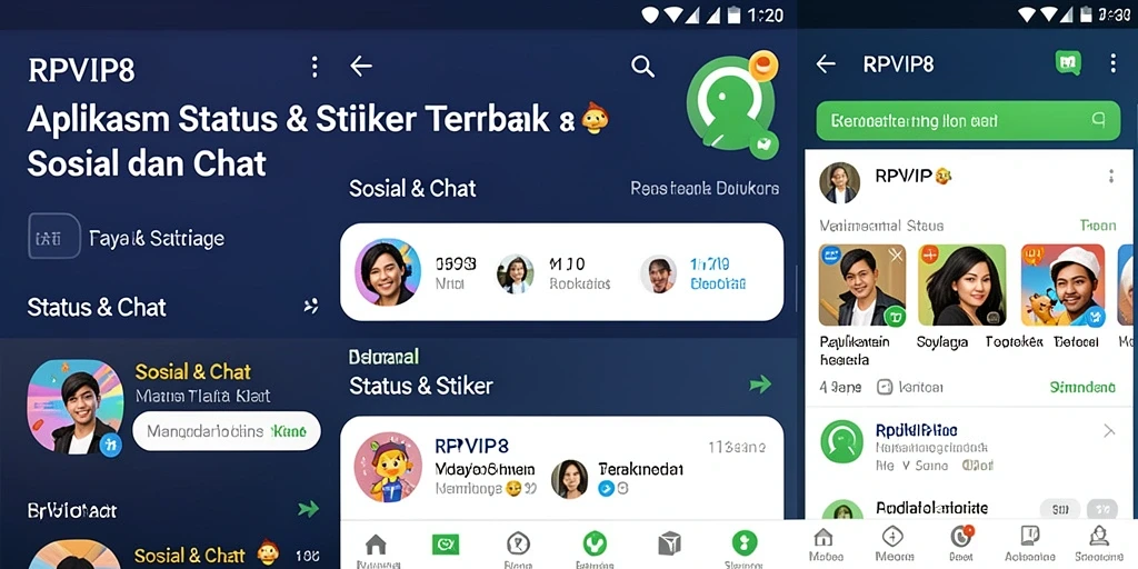Antarmuka RPVIP8 yang menampilkan beragam stiker menarik.