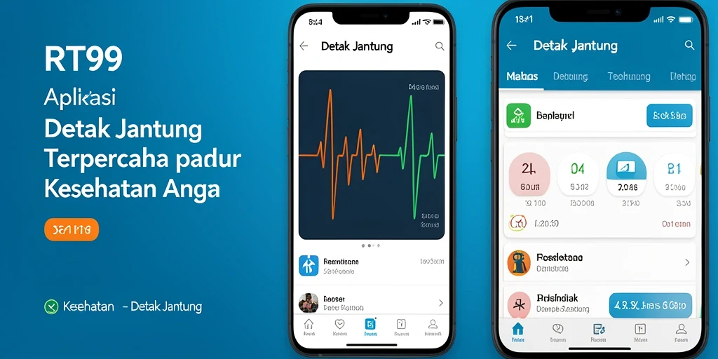 Antarmuka aplikasi RT99 menampilkan grafik detak jantung secara real-time.