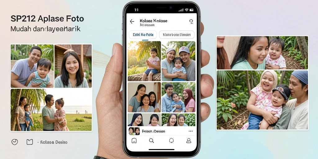 Tampilan antarmuka SP212 dengan berbagai pilihan kolase foto.