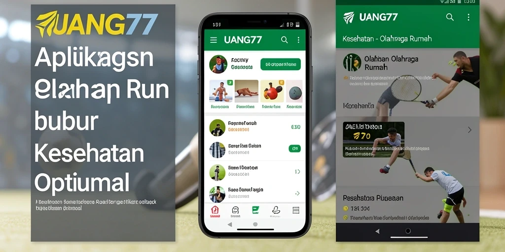 Antarmuka aplikasi UANG77 menampilkan program olahraga yang interaktif.